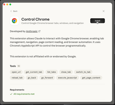 Installing Control Chrome